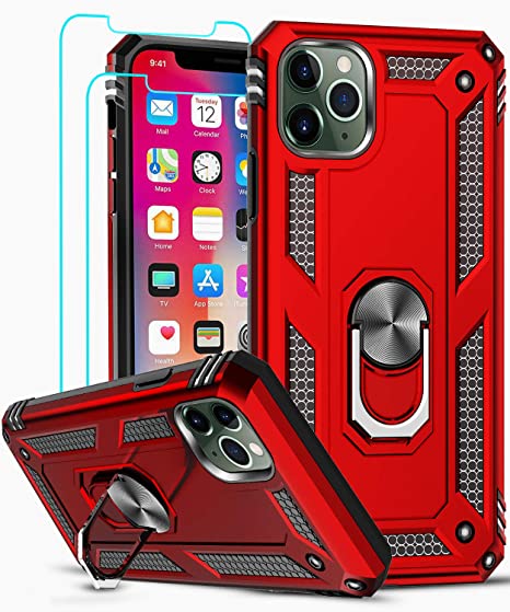 Photo 1 of LeYi Compatible for iPhone 11 Pro Max Case with Tempered Glass Screen Protector [2 Pack], Military-Grade Phone Case Cover with Ring Kickstand for Apple iPhone 11 Pro Max 6.5 inch? Red
LOT OF 6.