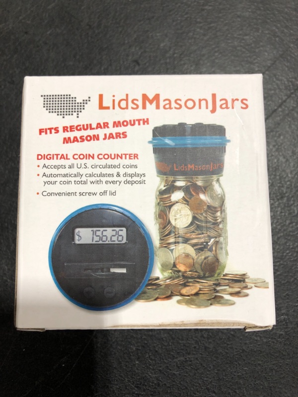 Photo 1 of LidsMasonJars-Digital Coin Bank-Piggy Bank for Adult-only Fits Regular Mason Jars-Slotted Lid Counting Coins-2-AAA Batteries and Jar Not Included.
