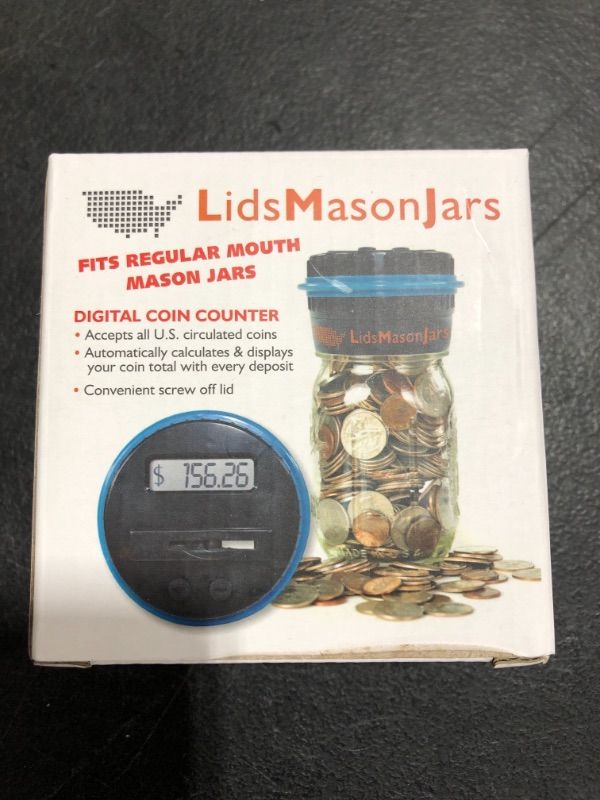 Photo 3 of LidsMasonJars-Digital Coin Bank-Piggy Bank for Adult-only Fits Regular Mason Jars-Slotted Lid Counting Coins-2-AAA Batteries and Jar Not Included.
