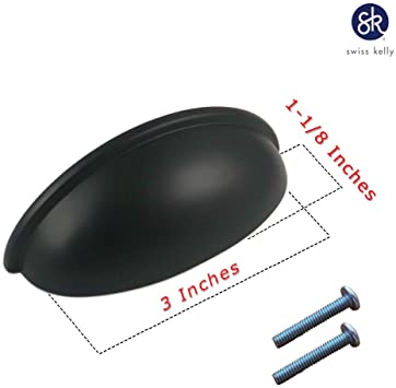 Photo 2 of (10 Pack, CC: 3 Inch) Swiss Kelly Hardware Matte Black Kitchen Cabinet Handles Drawer Pulls
