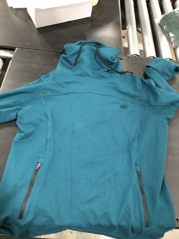 Photo 2 of Dry Fit Running Pullover Womens - Fleece Cowl Neck Run Sweater Jacket - LARGE - TEAL 
