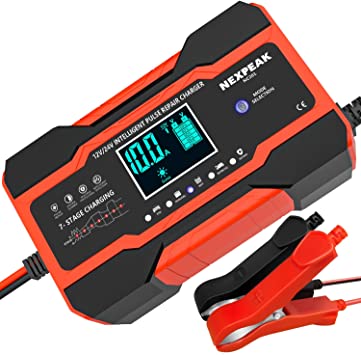 Photo 1 of 10-Amp Car Battery Charger, 12V and 24V Smart Fully Automatic Battery Charger Maintainer Trickle Charger w/ Temperature Compensation 