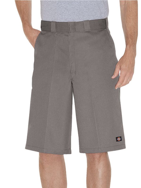 Photo 1 of Dickies Men's Loose Fit Flat Front Work Shorts, 13 - Silver Size 38 (42283)
