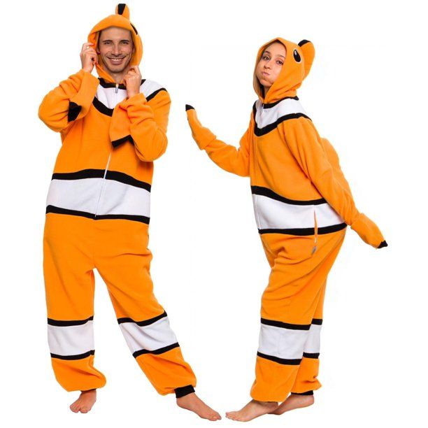 Photo 1 of FUNZIEZ! Clown Fish Costume - Flounder Animal One Piece (Orange, Small)
