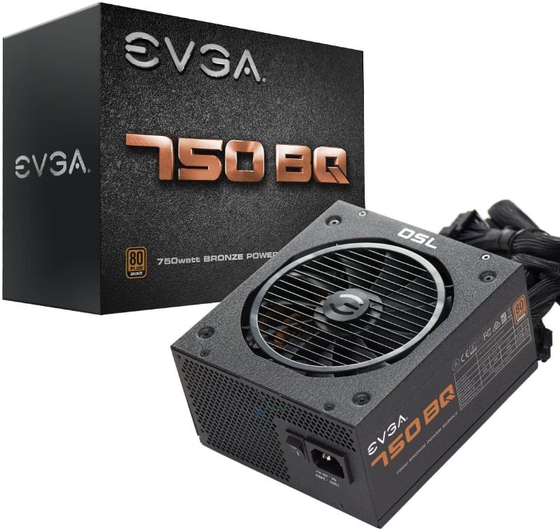 Photo 1 of EVGA 750 BQ, 80+ BRONZE 750W, Semi Modular, 5 Year Warranty, Includes FREE Power On Self Tester, Power Supply 110-BQ-0750-V1
