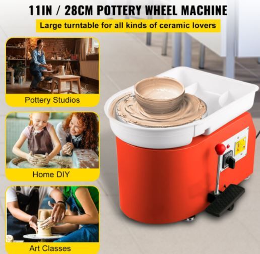 Photo 1 of 11" Electric Pottery Wheel Machine w/Manual Foot Pedal 16pcs Shaping Tools
