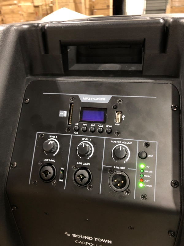 Photo 1 of Sound Town Portable Line Array Column PA/DJ System with 12" Powered Subwoofer, TWS Bluetooth, DSP, Carry Bag (CARPO-L2)
