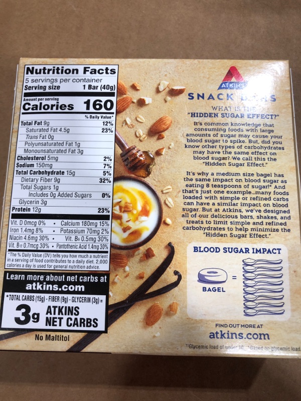 Photo 3 of Atkins Snack Bar Honey Almond Greek Yogurt 5 bars
