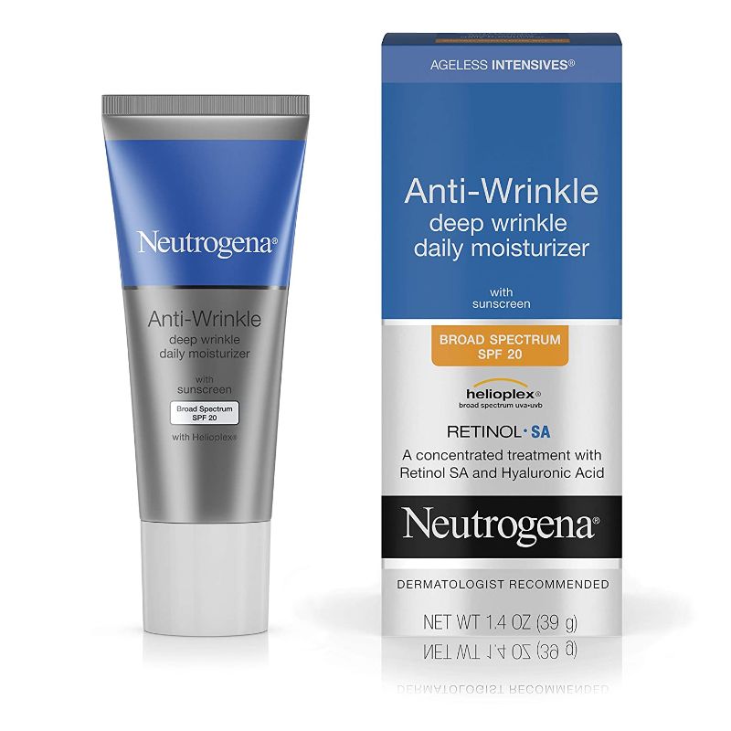 Photo 1 of Neutrogena Ageless Intensives Anti-Wrinkle Deep Wrinkle Daily Facial Moisturizer with SPF 20, Retinol and Hyaluronic Acid to Hydrate and Fight Signs of Aging, 1.4 oz
