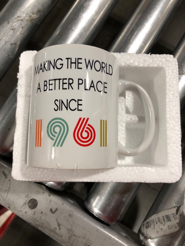 Photo 2 of 60th Birthday Gifts for Women, Funny 60 Year Old Gift Coffee Mug, 1962 60th Birthday Mugs for Her, Mom, Aunt, Wife, Sister, Grandma, Friend, 11 oz Tea Cup Making The World a Better Place Since 1962
