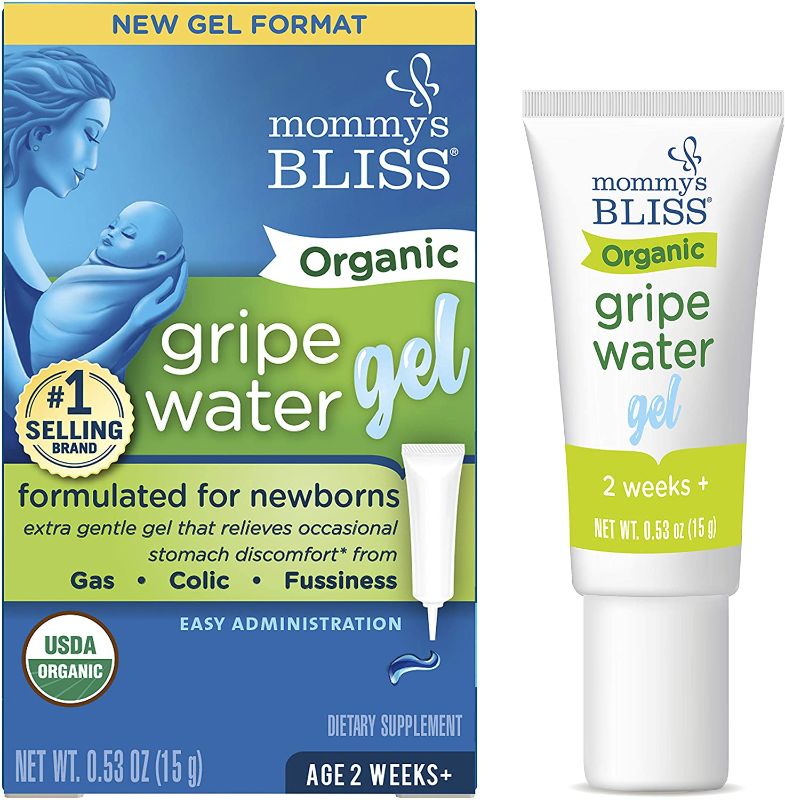 Photo 1 of Mommy's Bliss Organic Gripe Water Gel for Newborns, Extra Gentle Gel, Relieves Occasional Stomach Discomfort from Gas, Colic & Fussiness, Easy Administration, Age 2 Weeks +, 0.53 Oz (45 Servings)
