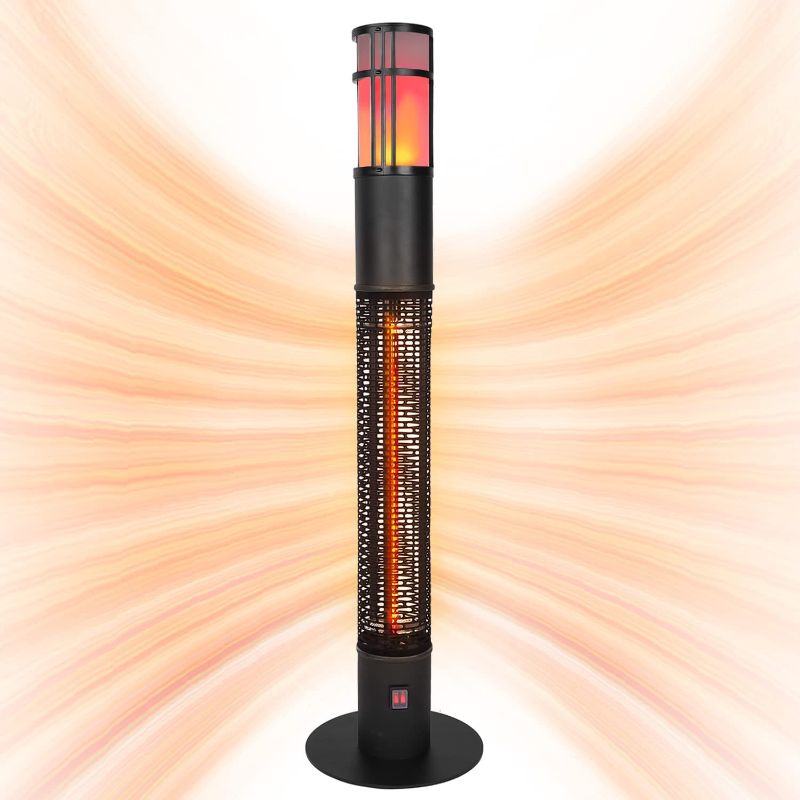 Photo 1 of Star Patio Outdoor Freestanding Electric Patio Heater with LED Flame Light, Column Outdoor Heater Suitable as a Balcony Heater, Christmas Party Heater, Perfect for Outdoor Decoration, 1588-RDMF
