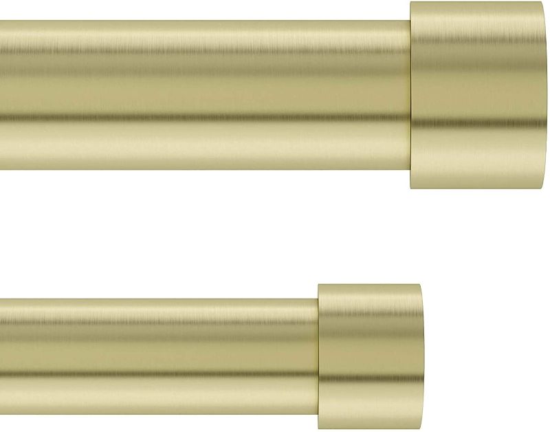 Photo 1 of Umbra 1014557-104 Cappa 1-Inch Double Curtain Rod, Includes 2 Matching Finials, Brackets & Hardware, 36 to 66, Brass