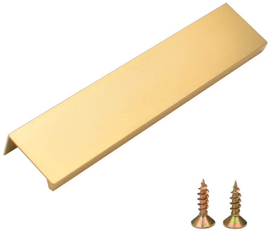 Photo 1 of Brushed Gold Mount Finger Edge Pull Concealed Handle for Home Kitchen Door Drawers Cabinets, 5 Pack (Hole Center 128mm, Brushed Copper)