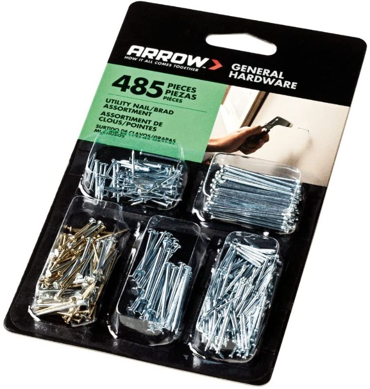 Photo 1 of ARROW 160451 Utility Nail/Brad Assortment, 485 Piece, Black
