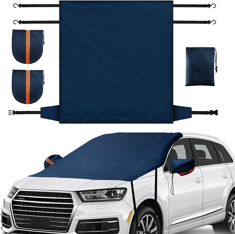 Photo 1 of Tibeha Car Windshield Cover - Waterproof Windproof Sunshade with Mirrors Cover, All-Weather Double-Sided Design Fits Most Cars, Trucks, SUVs(73x67 Inch)
