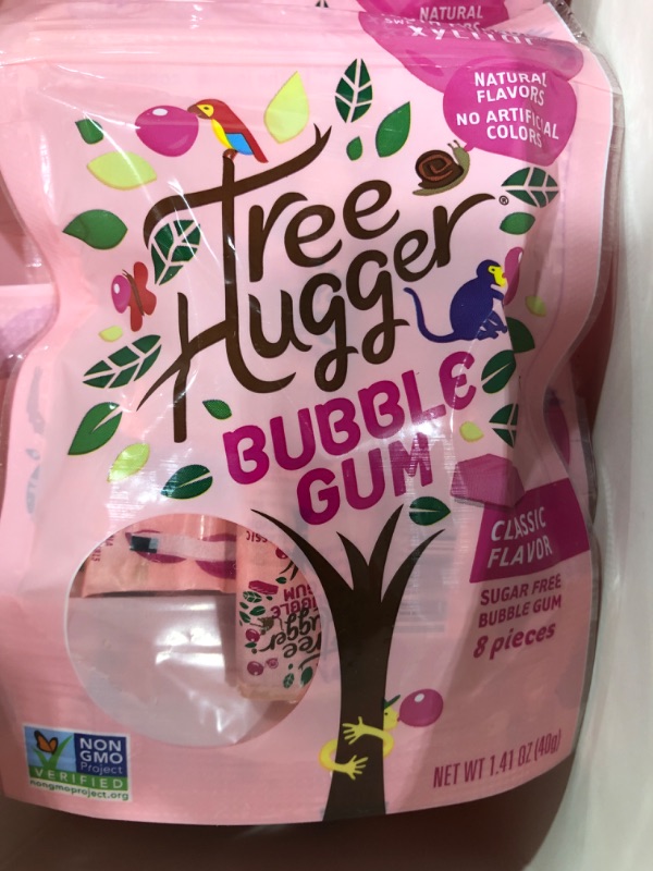Photo 2 of Tree Hugger Classic Bubble Gum Sweetened with 100% Tooth Friendly Xylitol, 1.4 oz /8 Pieces Per bag (Pack of 12 Bags)
