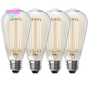 Photo 1 of Dimmable Edison LED Light Bulb Straight Filament Clear Glass 100W Soft White 4pk
