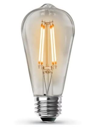 Photo 1 of 60-Watt Equivalent ST19 Straight Filament Dusk to Dawn Clear Glass E26 Vintage Edison LED Light Bulb, Warm White
