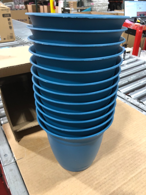 Photo 1 of 12 PACK 7 INCH BLUE POTS FOR PLANTS 