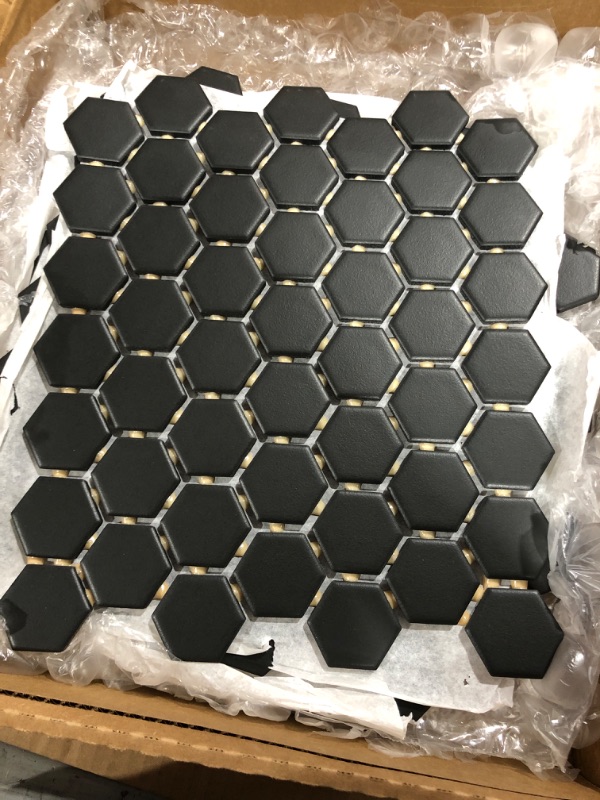 Photo 1 of BLACK HEXAGON MOSAIC TILE ( 4 PACK ) 