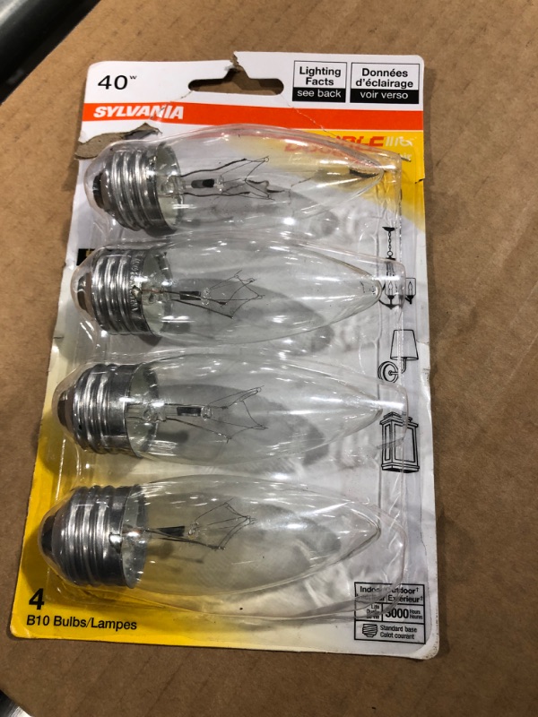 Photo 1 of Lot of 4 -Sylvania 40w Incandescent B10 120V medium base 13332 FAST SHIPPING
