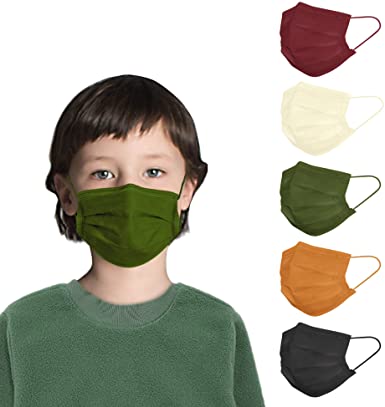 Photo 1 of FriCARE Kids 4 ply Disposable Face Mask, 50PCS Individually Wrapped, Breathable Masks for Boys Girls Children with Earloops
