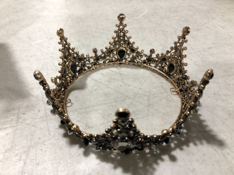 Photo 3 of Ambari Black Crowns for Women Tiara Vintage Style Crown Hair Piece Accessories for Bride, Wedding, Prom, Birthday, Engagement, Bridal Shower - Baroque Jewelry for Women, New Packaging
