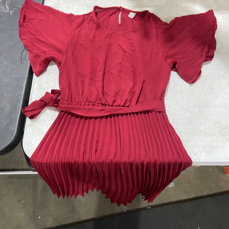 Photo 1 of beautiful long wine red flowy floor length dress  size large flowy shoulders with waist tie