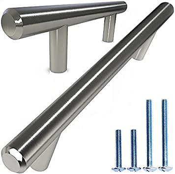 Photo 5 of ALPINE HARDWARE Premium Solid Euro Style Bar Handle Pull-25Pack-3 In Hole Center & 5 3/8 In Length-Heavy Stainless Steel Bar Handle Pull W/ Polished Chrome Finish-American Owned Cabinet Hardware
