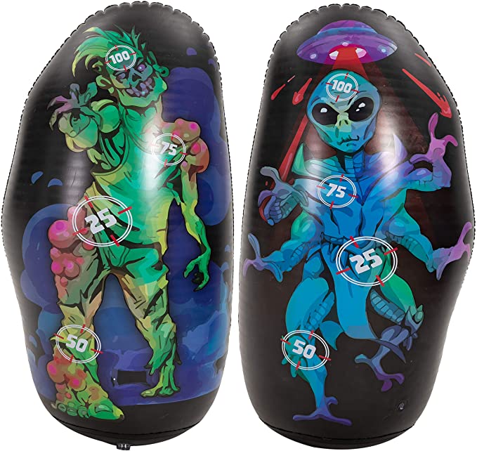 Photo 1 of 2 Pack 36” Inflatable Target, Zombie & Alien Shooting Practice Targets for Foam Blaster Gun Toy (Double Sided)

