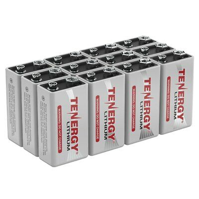 Photo 1 of 12 Pack Tenergy 9V Lithium Battery 1200mAh 10yr shelf-life L522 6LR61 1604LC UL
