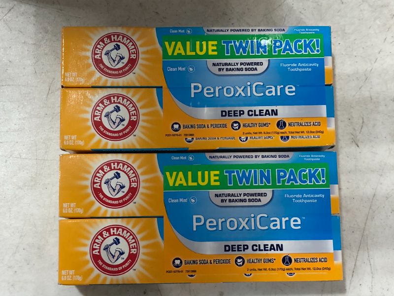 Photo 2 of 2 pack, ARM & HAMMER Peroxicare Toothpaste, TWIN PACK (Contains Two 6oz Tubes) – Clean Mint- Fluoride Toothpaste
