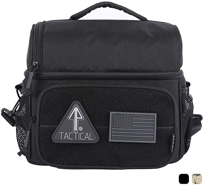 Photo 1 of 14er Tactical Lunch Bag | Dual Compartment Cooler, Lunch Box | 600D Ballistic Material & YKK Self-Healing Zippers | Flag Patch Panel & MOLLE Compatible PALS | Perfect EDC for Adults & Kids (Black)
