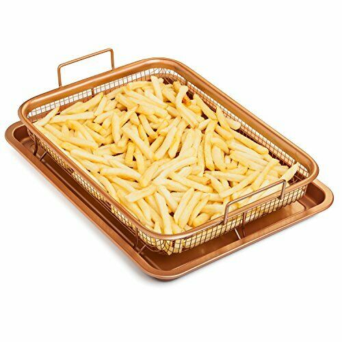 Photo 1 of Chef’s Star Copper Crisper Tray - Ceramic Coated Cookie Tray & Mesh Nonstick ...
