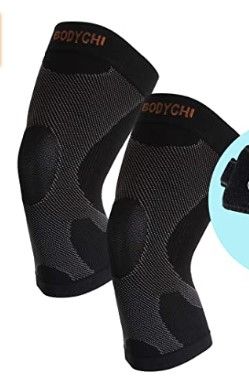 Photo 1 of BODYCHI Men and Women Seamless 20-30 mmHg Compression Knee Support Sleeve for Joint Protection and Support for Running, Sports, Knee Pain Relief, Knee Sleeve, Comes in a Pair, Large
