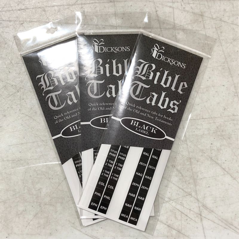Photo 2 of 3 pack, Bible, Black Quick Reference Adhesive Old and New Testament Bible Indexing Tabs
