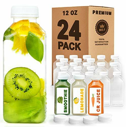 Photo 1 of 12 oz Plastic Juice Bottles with Caps Lids - Smoothie Bottles, Drink Juice Containers with Lids, Reusable Juice Bottles for Juicing, 24 Pack
