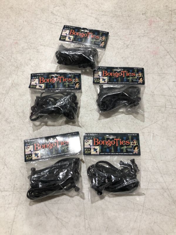 Photo 1 of 5 PACK! BongoTies ALL-BLACK "Obsidian" Bongo Ties ~ 10 Pack "Style-D" ~ HANDY TIES FOR CABLES AND OTHER UNRULY ITEMS
