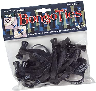 Photo 1 of 5 PACK! BongoTies ALL-BLACK "Obsidian" Bongo Ties ~ 10 Pack "Style-D" ~ HANDY TIES FOR CABLES AND OTHER UNRULY ITEMS

