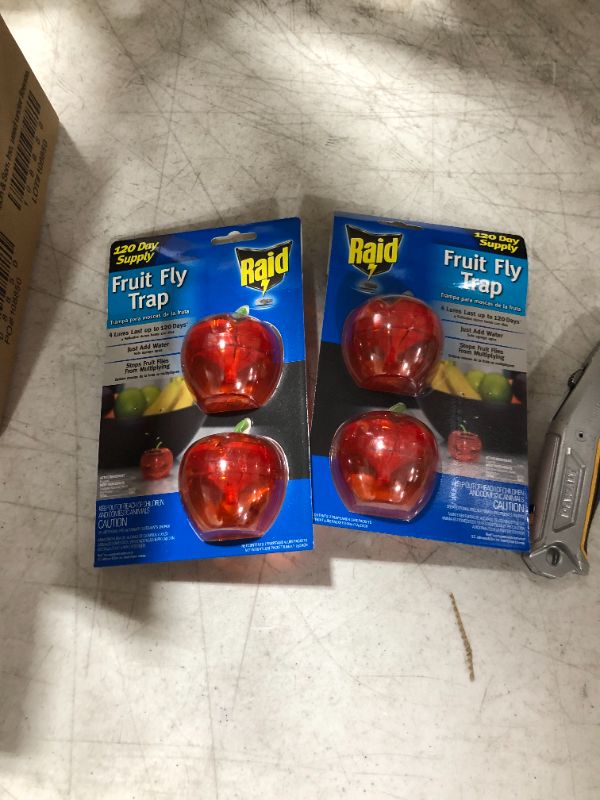 Photo 2 of 2 PACK! Raid Flytrap 2PK-FFTA Apple Fruit Fly Traps, 2 pk, Red
