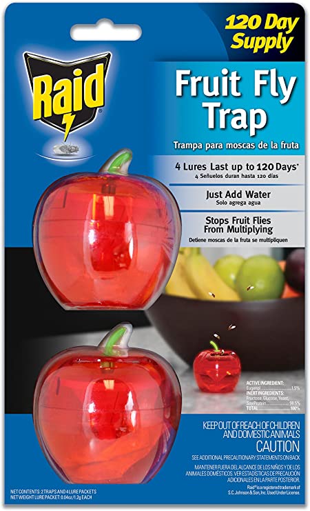 Photo 1 of 2 PACK! Raid Flytrap 2PK-FFTA Apple Fruit Fly Traps, 2 pk, Red
