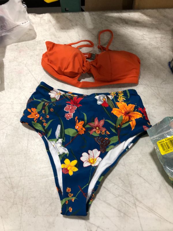 Photo 2 of Orange And Floral Twist Bikini MED
