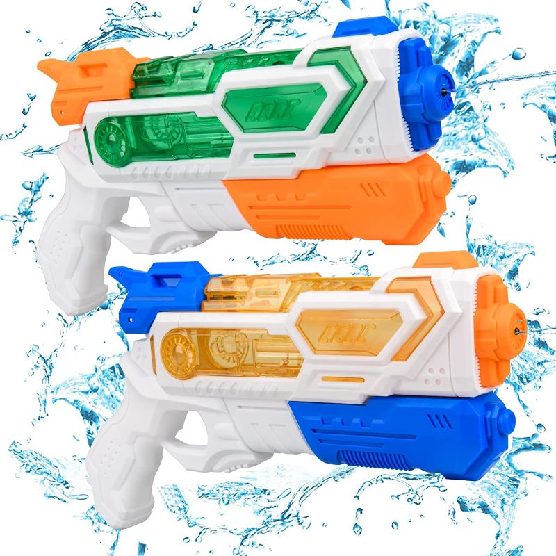 Photo 1 of Water Guns for Kids - Summer Soaker Squirt Guns, 400CC/40ft Outdoor Toy for 3 Years Old and up Boys Girls Adults - 2 Pack Water Guns for Swimming Pool Yard Lawn Beach
