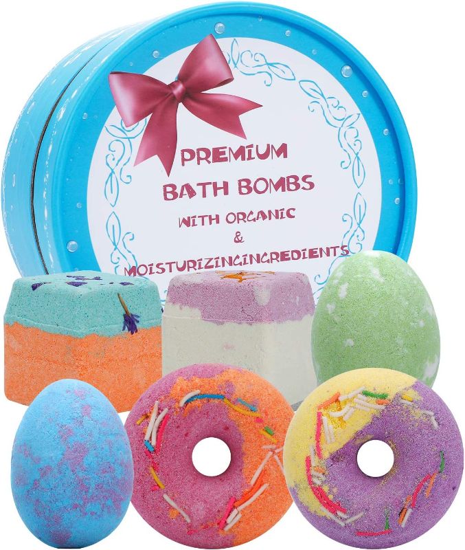 Photo 1 of 6Pcs Bath Bomb Gift Set for Women and Kids, Andmax Multi-Colored Handmade Natural Essential Oil and Organic Bubble Bathbomb, Different Scents Fizzy Spa to...
