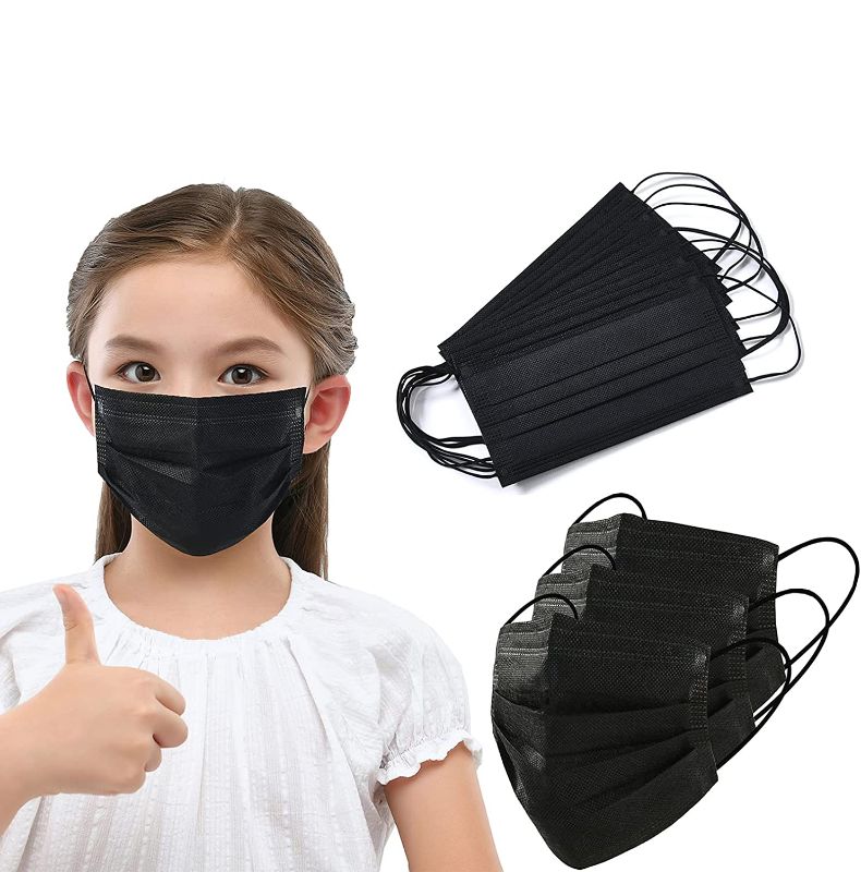 Photo 1 of 50pcs Kids Black Disposable Face Mask