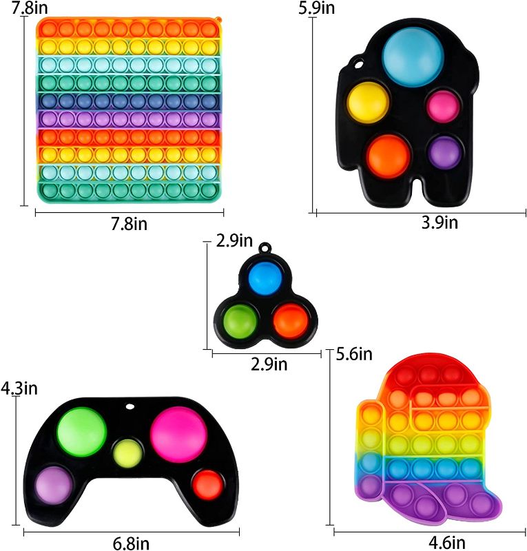 Photo 1 of Large Big Jumbo 100 Rainbow Game Controller Mega Pop Simple Bubble its Dimple Toy Pack, Package Kit Push Box Set, Giant Huge Kids Gifts
