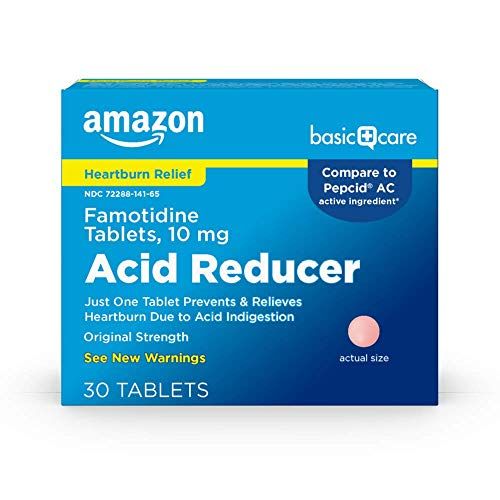 Photo 1 of Amazon Basic Care Original Strength Famotidine Tablets, 10 Mg, Acid Reducer for Heartburn Relief,3 Pack of  30 Count BB:09-2022
