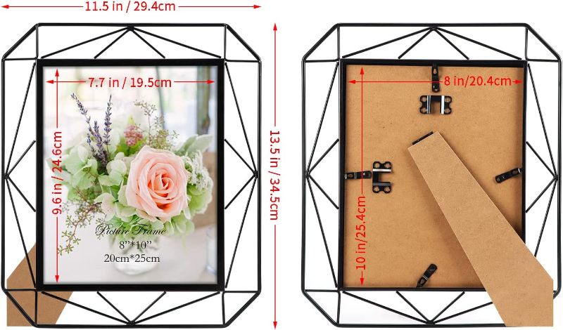 Photo 3 of 8x10 Picture Frame Set of 2, Black Metal Photo Frames for 8 by 10 Inch Pictures, Wall Mounting and Tabletop Display(Brand new factory sealed)
