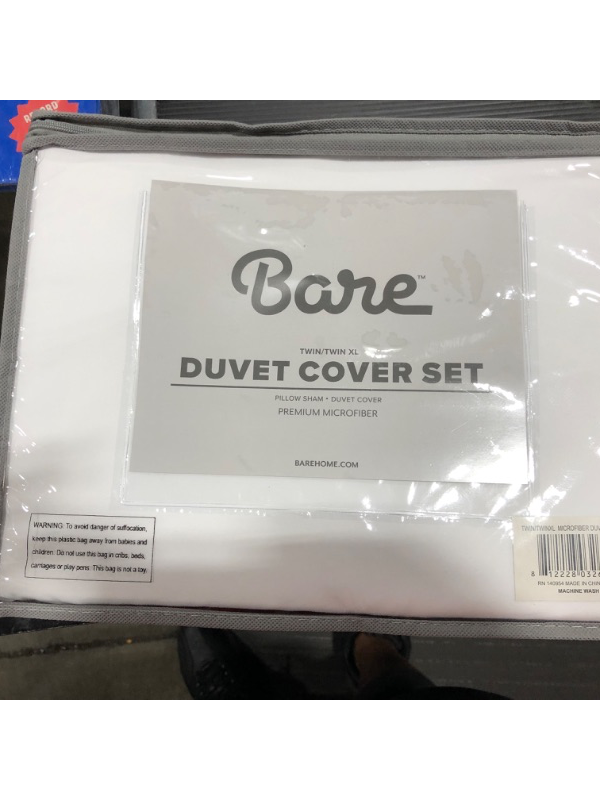 Photo 1 of Bare Home Luxury Duvet Cover and Sham Set Ultra-Soft Microfiber Twin/Twin XL White 2-Pieces
